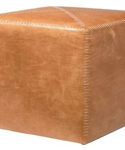 Jamie Young Large Ottoman In Buff Leather