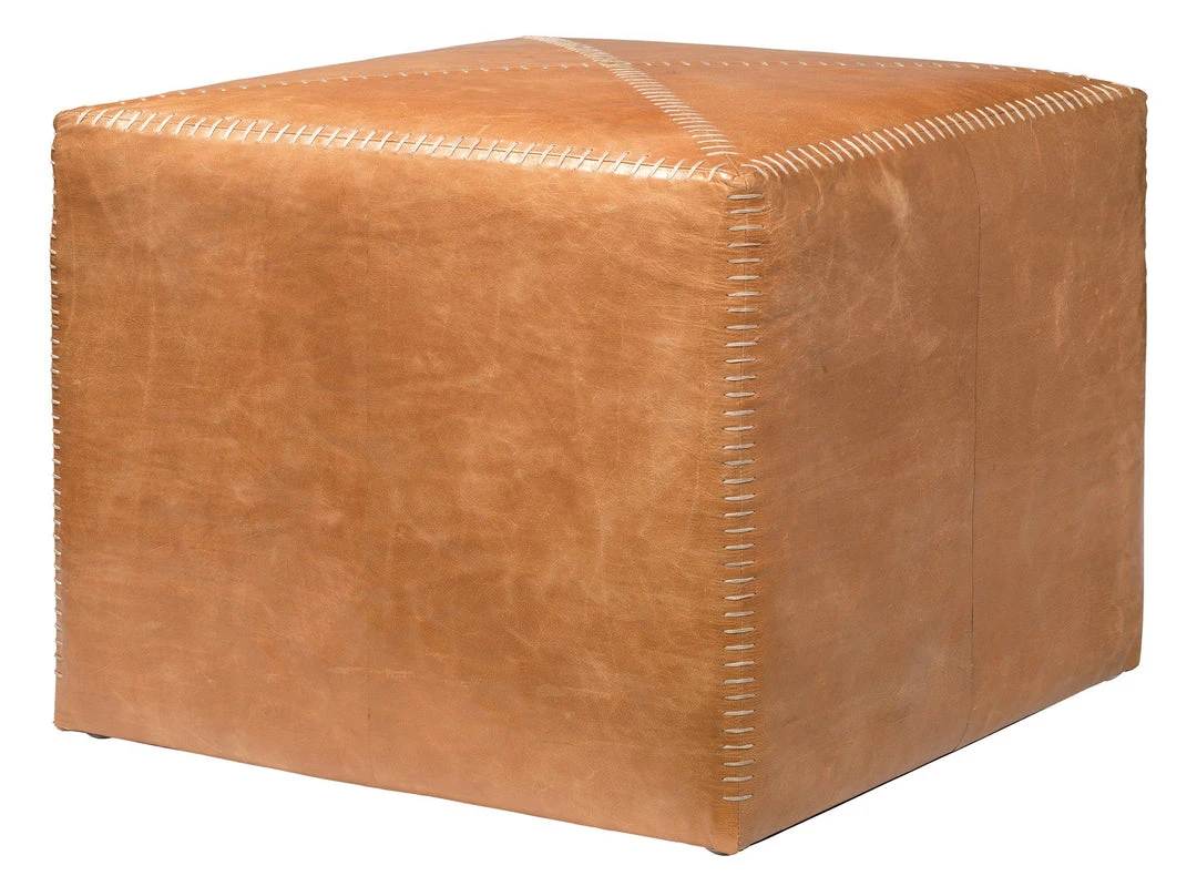Jamie Young Large Ottoman In Buff Leather 3 Jamie Young Large Ottoman In Buff Leather
