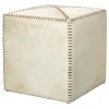 Jamie Young Small Ottoman In White Hide LIVING ROOM