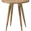 Jamie Young Large Owen Side Table In Antique Brass With Natural Wood Side & End Tables