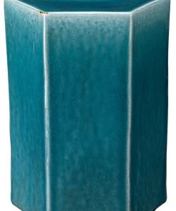 Jamie Young Large Porto Side Table In Azure Ceramic Side & End Tables