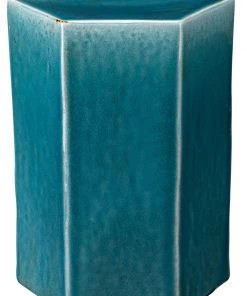 Side & End Tables Jamie Young Small Porto Side Table In Azure Ceramic