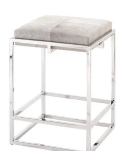 Bar & Counter Stools Jamie Young Shelby Counter Stool In Grey Hide & Nickel Metal