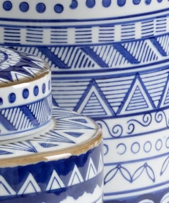 Vases, Jars, & Bottles Wildwood Blue And White Canisters (S3)