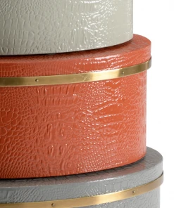 Wildwood Oval Boxes - Coral/Gray (S3)