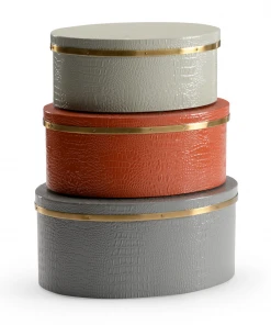 Wildwood Oval Boxes - Coral/Gray (S3)
