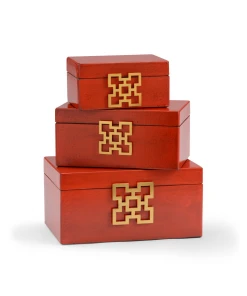 DECOR Wildwood Hampton Boxes - Candy Apple (Set Of 3)