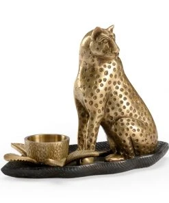 Wildwood Brass Kat Candlestick Candle Holders & Hurricanes