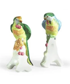 Chelsea House Parrots With Cherries Sculpture (Pr) DECOR