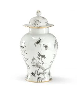 Chelsea House Black/White Chinoiserie Jar DECOR