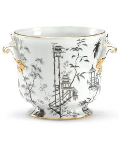 DECOR Chelsea House Black/White Chinoiserie Vase