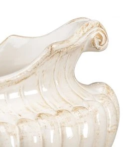 Chelsea House Antique White Oval Pot Planters