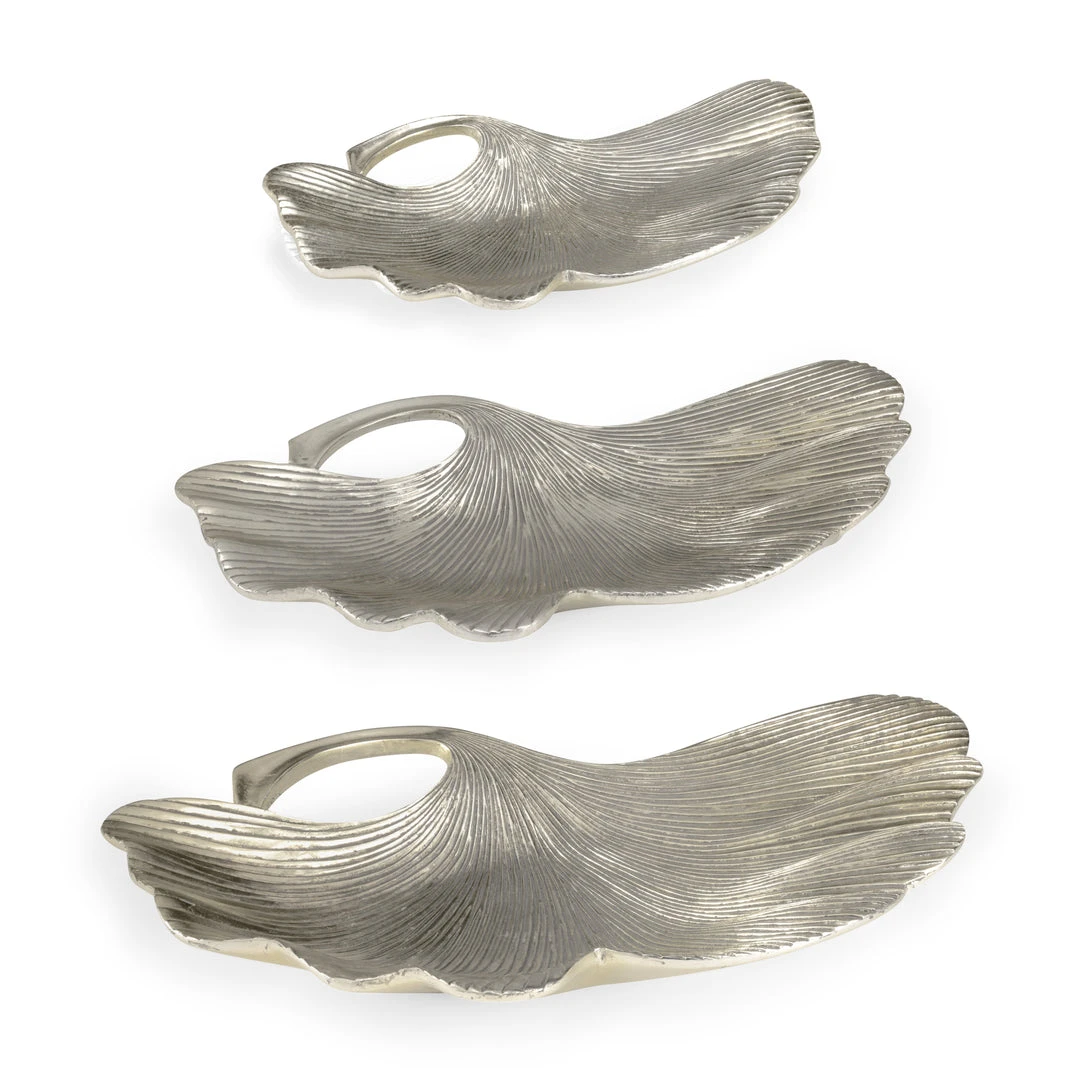 Chelsea House Lotus Leaf Trays - Silver (S3) 3 Chelsea House Lotus Leaf Trays - Silver (S3)
