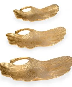 Chelsea House Lotus Leaf Trays - Gold (S3) DECOR