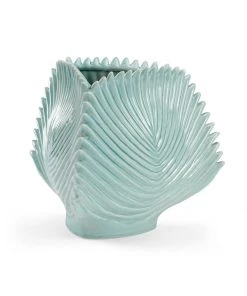 Chelsea House Palm Leaf Vase - Seafoam