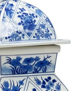 DECOR Chelsea House Blue And White Covered Vase