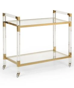 Carts & Bar Cabinets Chelsea House Acrylic Bar Cart- Polished Brass