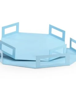 Chelsea House Octagon Trays - Blue (S2) DECOR