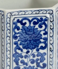 Chelsea House Hexagonal Blue And White Vase DECOR