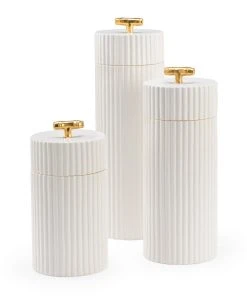 Chelsea House White Bamboo Canisters (S3) Vases, Jars, & Bottles