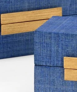 Chelsea House Raffia Boxes - Blueberry (S2) DECOR