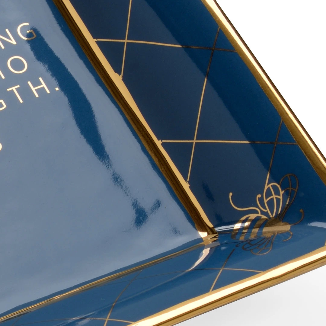 Chelsea House Square Bee Verse Plate - Blue 4 Chelsea House Square Bee Verse Plate - Blue