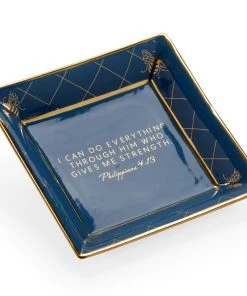 Chelsea House Square Bee Verse Plate - Blue
