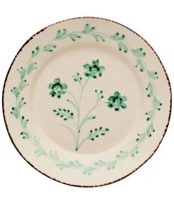 Abigails Casa Nuno Green And White Dinner Plate, 3 Flowers/Vines (Set Of 2) TABLETOP