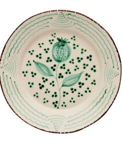TABLETOP Abigails Casa Nuno Green And White Dinner Plate, Pomegranate/Waves (Set Of 2)