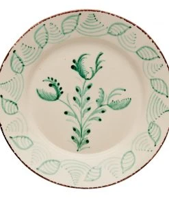 Abigails Casa Nuno Green And White Dinner Plate, 3 Flowers/Shells (Set Of 2) TABLETOP