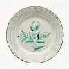 Abigails Casa Nuno Green And White Dinner Plate, 2 Flowers/Waves (Set Of 2)