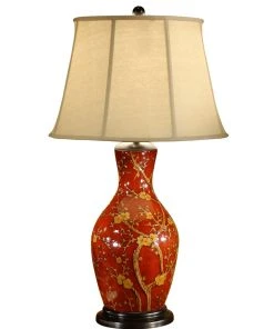 Wildwood Blossoms On Red Lamp Table Lamps