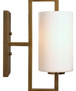Jamie Young Blueprint Sconce In Antique Brass Metal & White Glass 8 Jamie Young Blueprint Sconce In Antique Brass Metal & White Glass