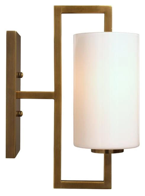 Jamie Young Blueprint Sconce In Antique Brass Metal & White Glass 5 Jamie Young Blueprint Sconce In Antique Brass Metal & White Glass
