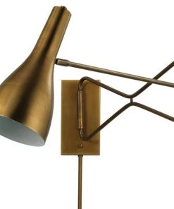 Jamie Young Lenz Swing Arm Wall Sconce In Antique Brass