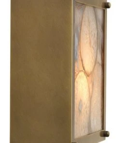 Jamie Young Leopold Framed Square Wall Sconce In Agate Resin & Antique Brass Sconces