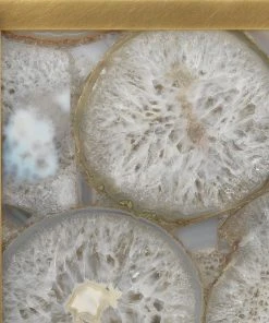 Jamie Young Leopold Framed Square Wall Sconce In Agate Resin & Antique Brass Sconces