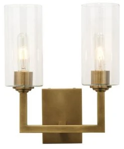 Jamie Young Linear Double Wall Sconce In Antique Brass Metal