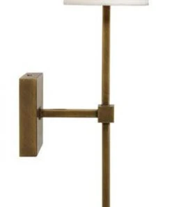 Sconces Jamie Young Minerva Wall Sconce In Antique Brass W/ White Linen Shade