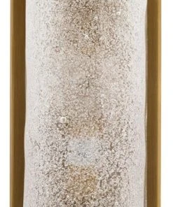 Jamie Young Moet Rounded Sconce In Textured Melted Ice Glass & Antique Brass Metal Sconces