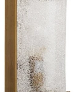 Jamie Young Moet Rounded Sconce In Textured Melted Ice Glass & Antique Brass Metal Sconces
