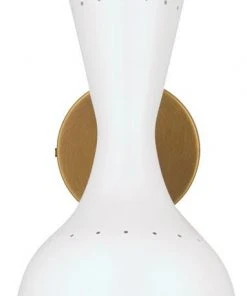 Sconces Jamie Young Pisa Wall Sconce In White Lacquer & Antique Brass Metal