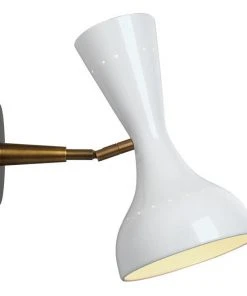 Sconces Jamie Young Pisa Wall Sconce In White Lacquer & Antique Brass Metal 8 Sconces Jamie Young Pisa Wall Sconce In White Lacquer & Antique Brass Metal