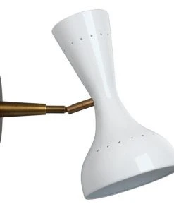 Sconces Jamie Young Pisa Wall Sconce In White Lacquer & Antique Brass Metal 9 Sconces Jamie Young Pisa Wall Sconce In White Lacquer & Antique Brass Metal