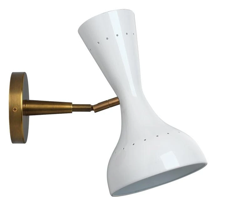Sconces Jamie Young Pisa Wall Sconce In White Lacquer & Antique Brass Metal 6 Sconces Jamie Young Pisa Wall Sconce In White Lacquer & Antique Brass Metal