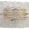 Jamie Young Swan Curved Glass Sconce, Large In Clear Textured Glass & Antique Brass Metal Sconces