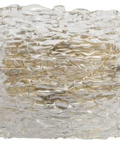 Jamie Young Swan Curved Glass Sconce, Large In Clear Textured Glass & Antique Brass Metal Sconces