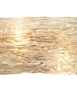 Jamie Young Swan Curved Glass Sconce, Small In Clear Textured Glass & Antique Brass Metal