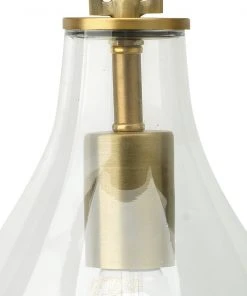Jamie Young Tear Drop Hanging Wall Sconce In Clear Glass And Antique Brass Sconces