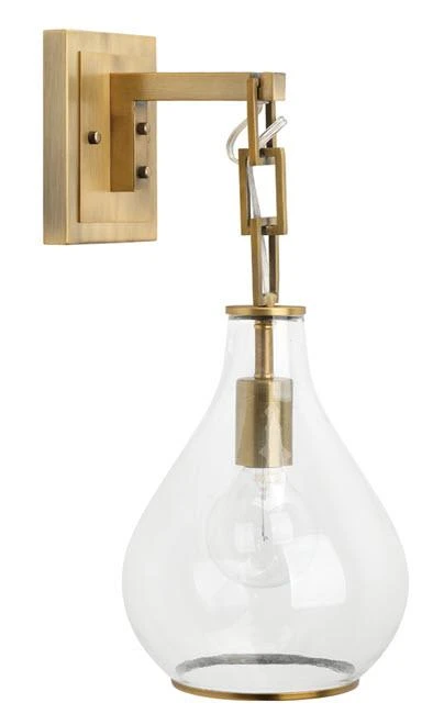Jamie Young Tear Drop Hanging Wall Sconce In Clear Glass And Antique Brass Sconces 6 Jamie Young Tear Drop Hanging Wall Sconce In Clear Glass And Antique Brass Sconces